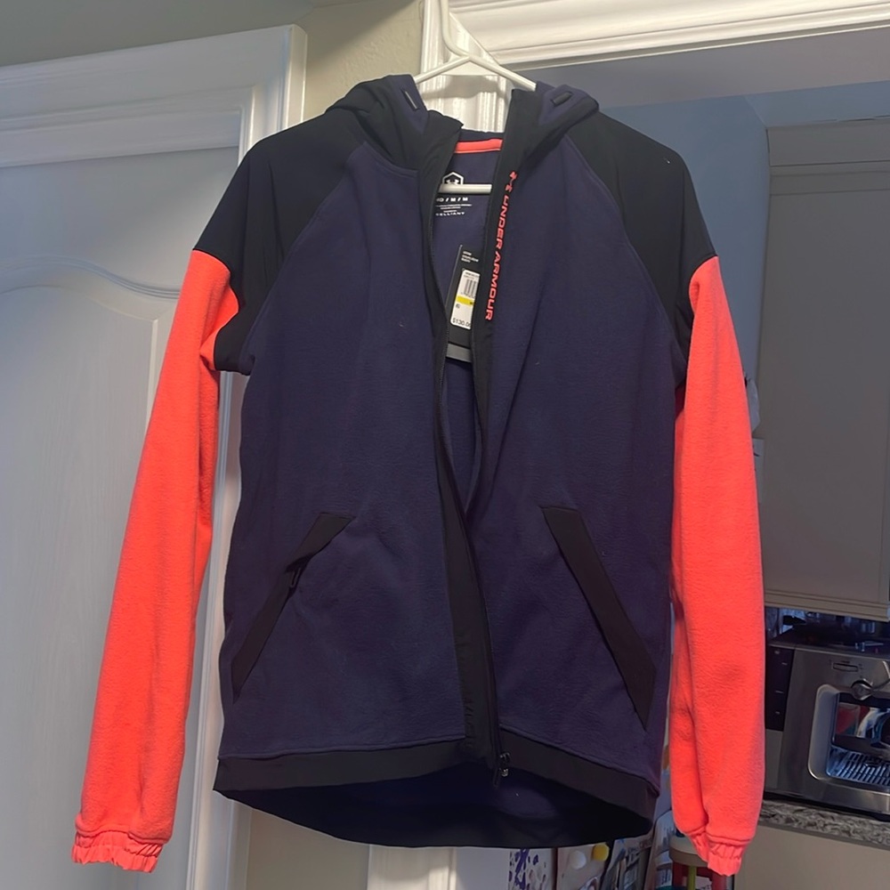 Under Armour - Rush fleece jacket - neon pink arms - medium - Brand new w tags